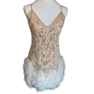 ASOS Beige Sequin Mini Dress